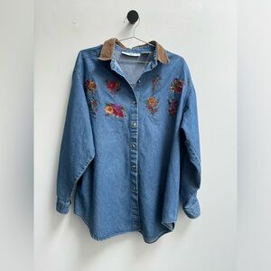 Vintage Women’s Embroidered Denim Button Down